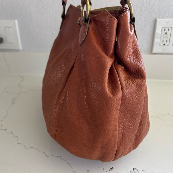 J. Crew Brompton Hobo Bag Cognac Brown Leather with Brass Hardware - Picture 5 of 16